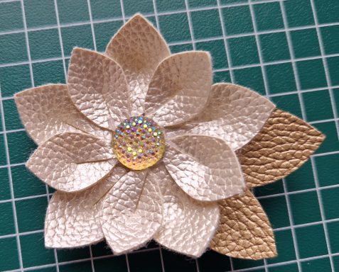 faux leather flower hair clip